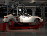 Tesla being assembled in factory