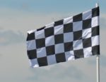 A checkered race flag